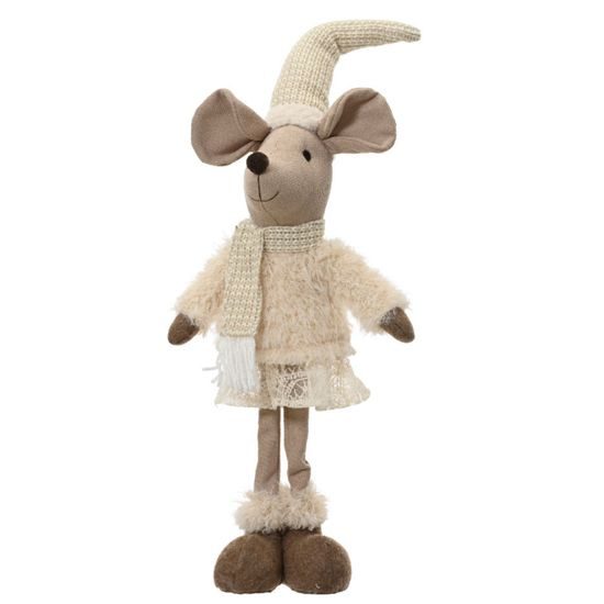 Vianočná dekorácia figúrka myši béžová , 18x13x60cm