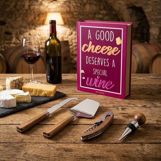 Dárková sada k vínu: kráječ sýrů, zátka na láhev a vývrtka Gift Novels, Easy Life