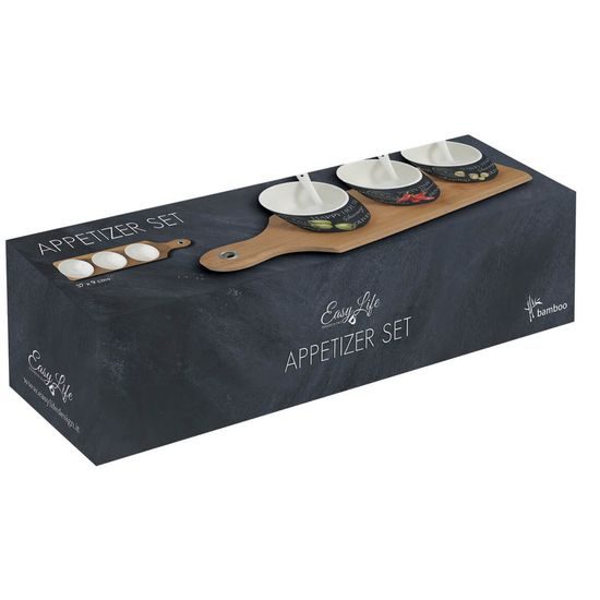 Servírovací misky na dřevěném podnosu World of party 37x9cm, Easy Life