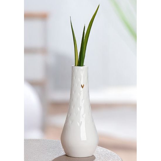 Porcelánová váza srdce Lots of Love bílá, 6,5x15,5 cm