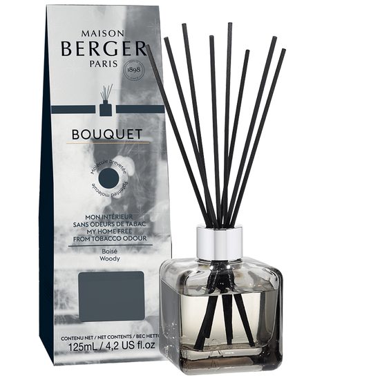 Maison Berger Paris - Aroma difuzér CUBE, Proti zápachu tabáku – dřevitá vůně, 125 ml