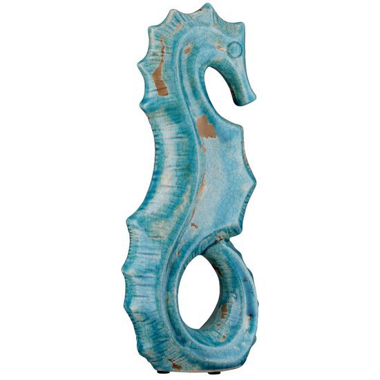 Keramická dekorace mořský koník modrý, 24x24x4 cm