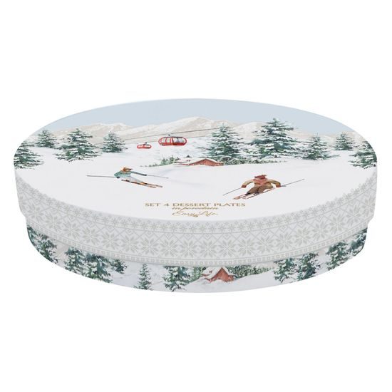 Vianočná porcelánová súprava dezertných tanierov 4ks Chalet 19 cm, Easy Life
