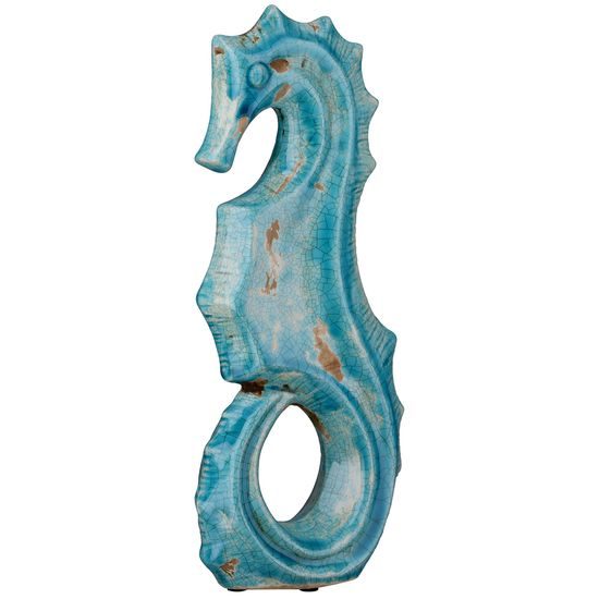 Keramická dekorace mořský koník modrý, 24x24x4 cm