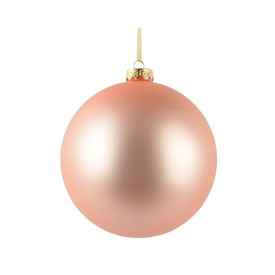 Vánoční skleněná ozdoba koule matná broskvová, 15 cm