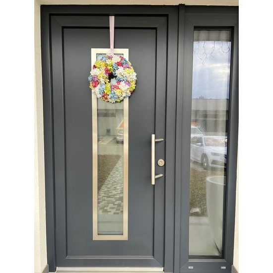 Jarní dekorace věnec na dveře/stůl květinový barevný, 38 cm