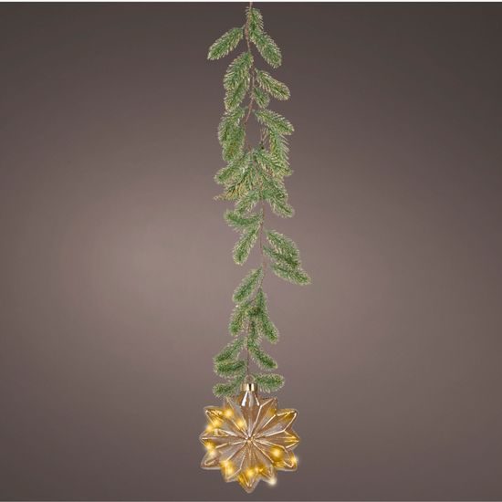 Vianočný závesný kvet s LED svetlom a vetvičkami, 8x19 cm