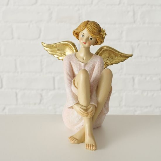 Dekorácia sediaci anjel z Virginie 1ks, 14x11x14 cm