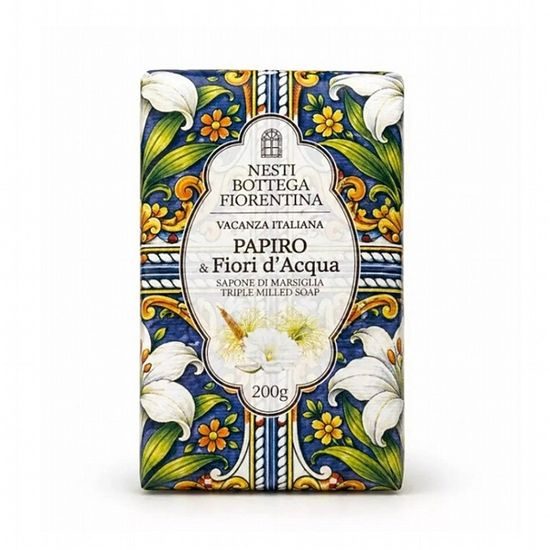 Nesti Dante - Bottega Fiorentina přírodní tuhé mýdlo - Papiro & Fiori d’Acqua, 200g