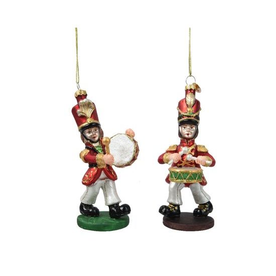 Vánoční skleněná ozdoba vojáček s bubínkem 1ks, 5,1x6,5x13,2 cm