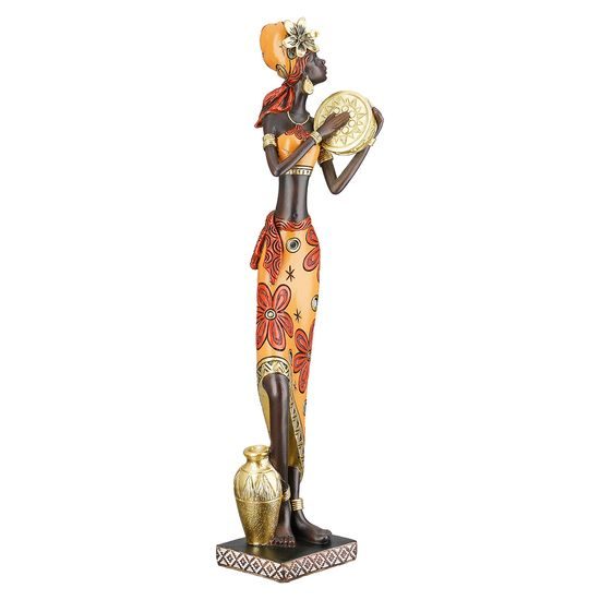 Dekorace figura Afričanka African Beat s bubnem, 6,5x8x40 cm