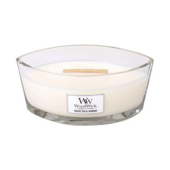 Woodwick - White Tea & Jasmine sviečka loď, 453.6 g