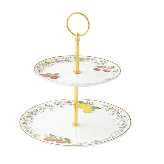 Porcelánový dvoupatrový etažér Fancy Fruit Ø16/21 cm, Easy Life