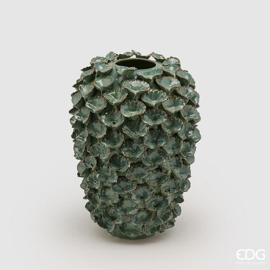 Keramická váza Chakra s listy leknínu zelená, 32x22 cm