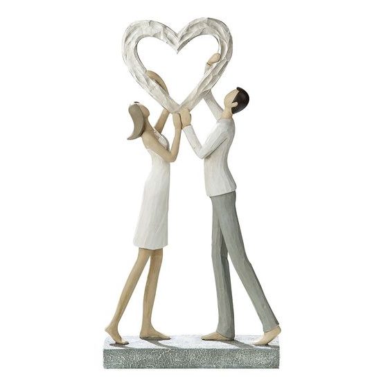 Dekorace soška zamilovaný pár držící srdce, 16,5x15,5x31 cm