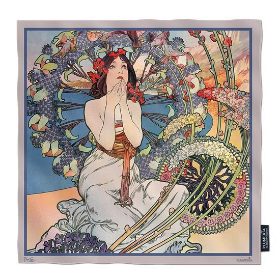 Hodvábna šatka Monaco Monte Carlo 90x90cm, Alfons Mucha