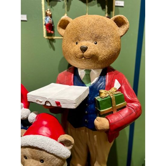 Vianočná dekorácia figúra medvedíka s knihou, 45x43x98 cm