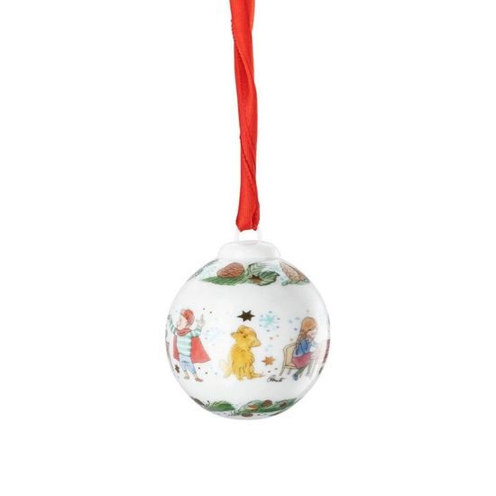 Vánoční porcelánová ozdoba mini koule, Herní dýchánek, Vánoční radovánky 2025, 5 cm, Rosenthal