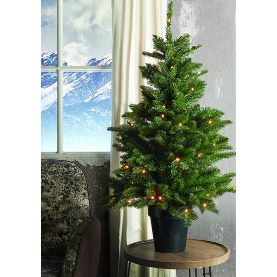 Vianočný umelý stromček v kvetináči s LED osvetlením, 90 cm