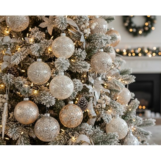 Vianočná sklenená ozdoba s vločkou 1ks, 8 cm