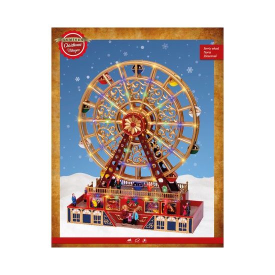 Vianočný dekoračný kolotoč s LED osvetlením, 17,5x38x48 cm