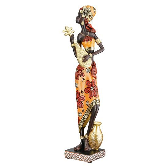 Dekorace figura Afričanka African Beat s kytarou, 6x6,5x32 cm
