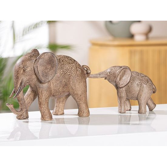 Dekorace slon s mládětem Mweya, 10x36,5x15,5 cm