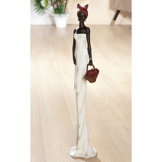 Dekorace figura Afričanka Tortuga s košíkem, 16x16,5x82 cm