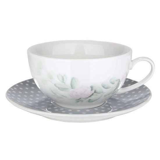 Porcelánový šálka a podšálky set 2ks Botanic Chic, 6,5x15 cm