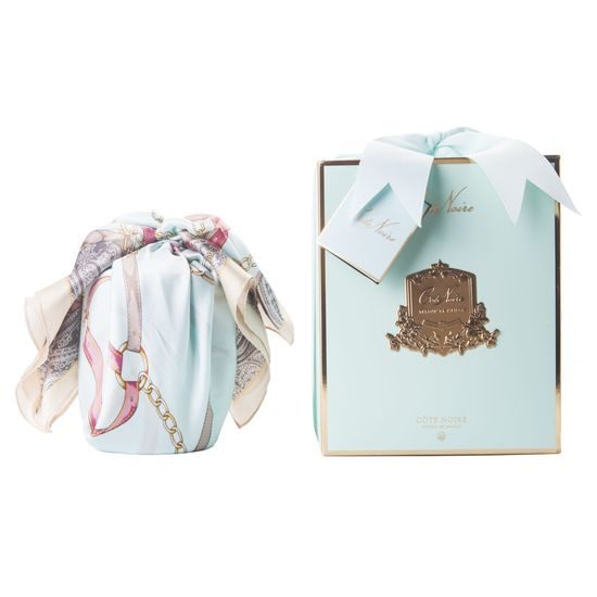 Côte Noire - Herringbone sviečka Tiffany Blue & Gold so šatkou, Perzská limetka