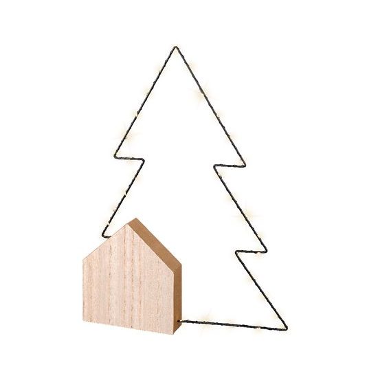 Vianočná dekorácia domček so stromom s LED osvetlením, 4,2x35x47 cm