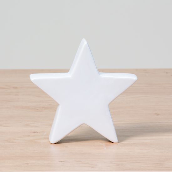 Porcelánová hvězda stojící Colin bílá, 14cm