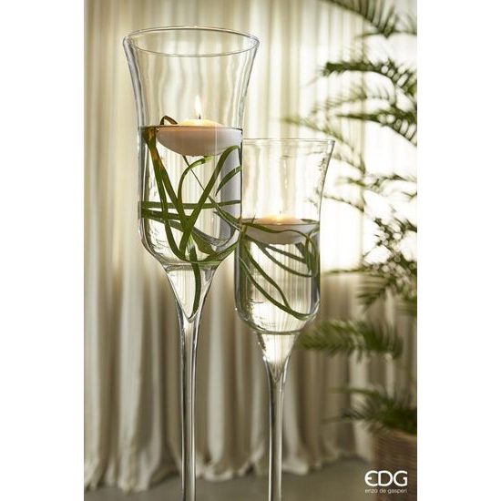 Sklenená váza Nida v tvare tulipánu na dlhej nohe, 60x15 cm