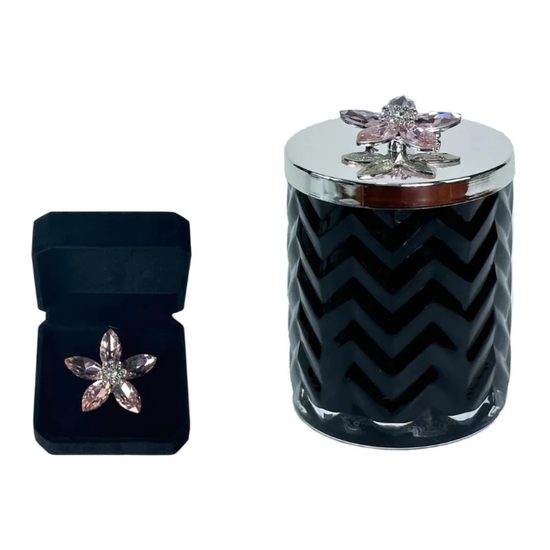 Côte Noire - Herringbone sviečka Black & Silver so šatkou, Ružové šampanské