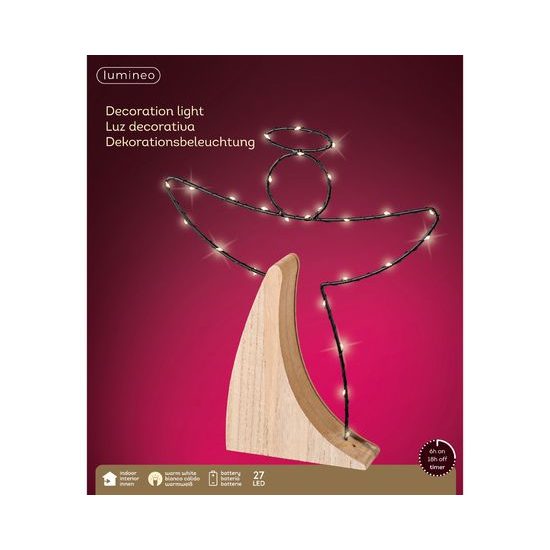 Vianočné dekorácie anjel s LED osvetlením, 4,2x25x30 cm