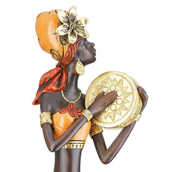 Dekorace figura Afričanka African Beat s bubnem, 6,5x8x40 cm