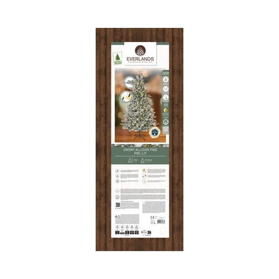 Vánoční umělý zasněžený strom borovice Allison 320 LED, 112x180 cm
