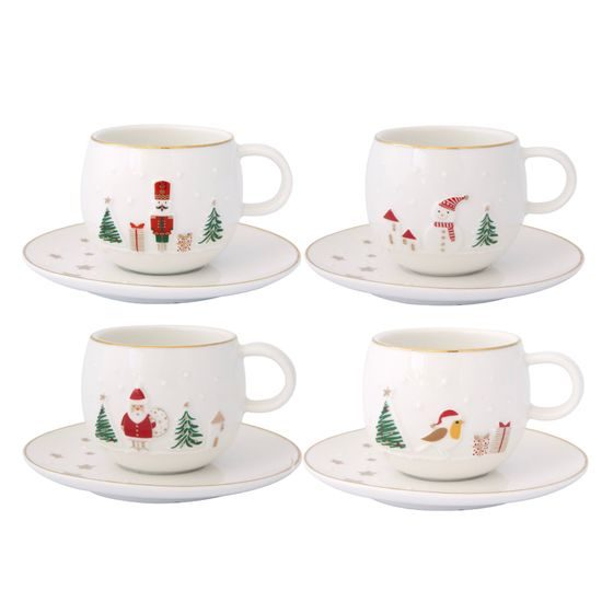 Vánoční sada šálek s podšálkem na espresso 2ks Let it Snow 120ml, Easy Life