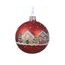 Vánoční skleněná červená ozdoba s domečky, 8 cm