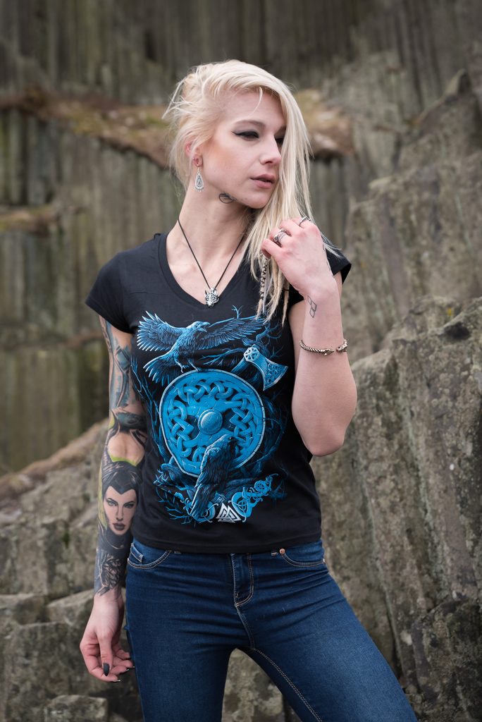 Naav - rock, metal, pohanství obchod - Huginn and Muninn, Viking Ravens  Ladies' T-Shirt - Naav - Women's T-shirts - Clothes
