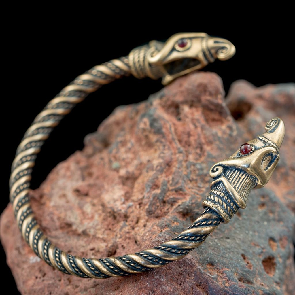 Naav - rock, metal, pohanství obchod - Huginn and Muninn, Viking Bracelet,  bronze - Naav - Bracelets - Jewellery