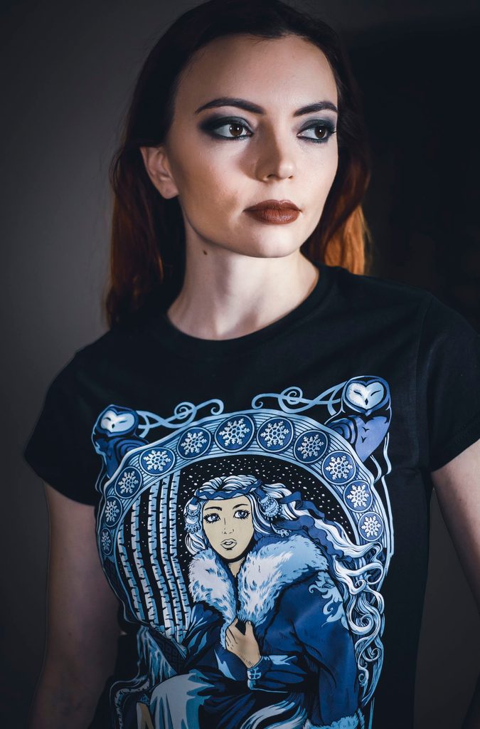 Naav - rock, metal, pohanství obchod - ZIMA SLOVANSKÉ dámské tričko barevné  - Trička dámská - Oblečení