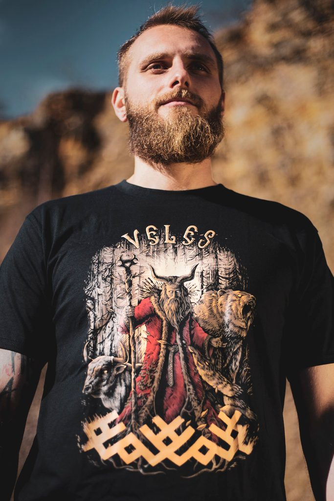 Naav - rock, metal, pohanství obchod - VELES, Slavic God, men's T-Shirt  colored - Naav - Men's T-Shirts - Clothes