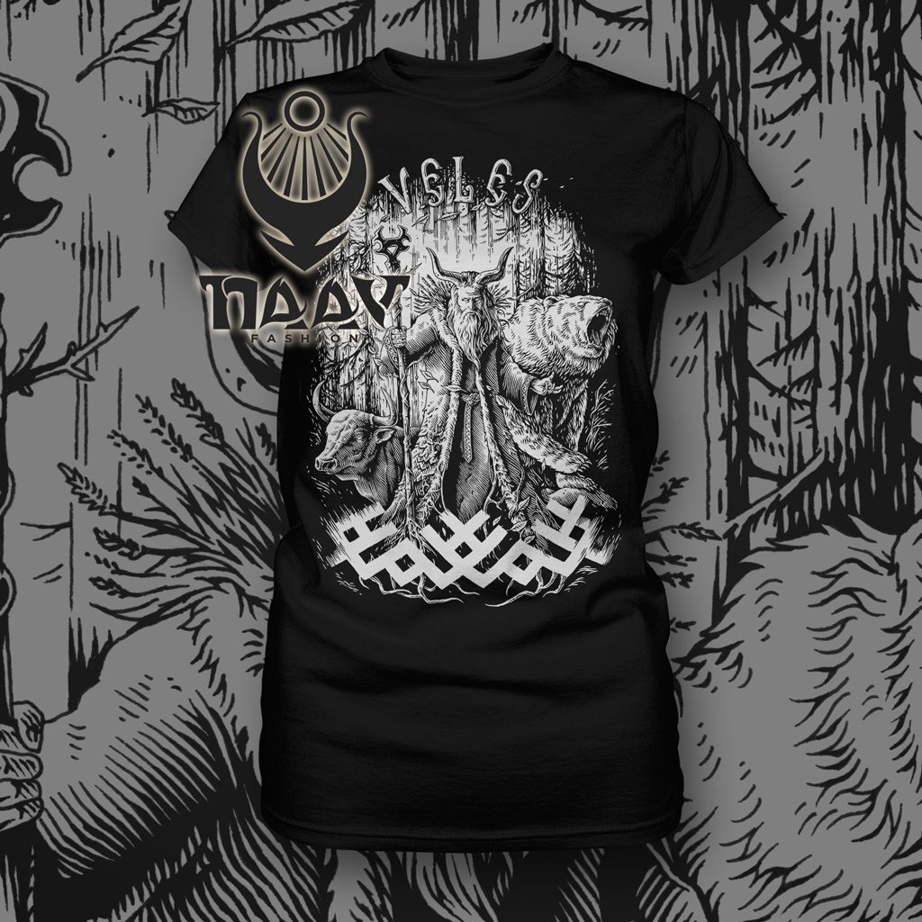 Naav - rock, metal, pohanství obchod - VELES, slovanské tričko dámské NAAV  černobílé - Naav - Trička dámská - Oblečení