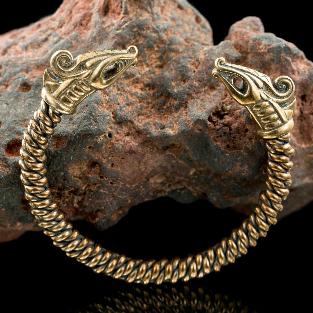 Naav - rock, metal, pohanství obchod - Jelling - Viking Dragon, bronze  bracelet - Naav - Bracelets - Jewellery