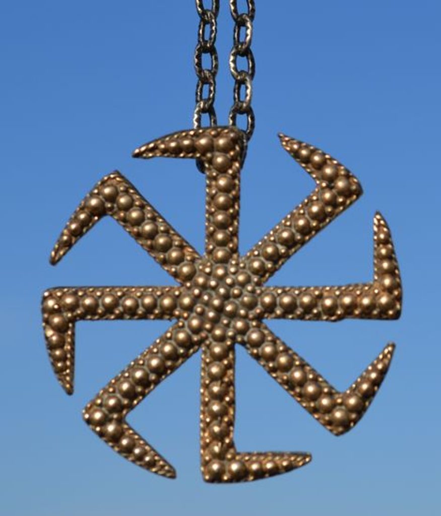 Naav - rock, metal, pohanství obchod - SLOVANSKÝ KOLOVRAT, symbol Slunce,  přívěšek, bronz - Naav - Přívěšky - Šperky