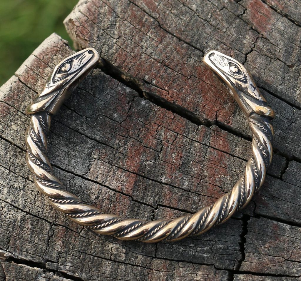 Naav - rock, metal, pohanství obchod - Jörmungandr, Viking Bracelet, snake,  serpent, bronze - Naav - Bracelets - Jewellery