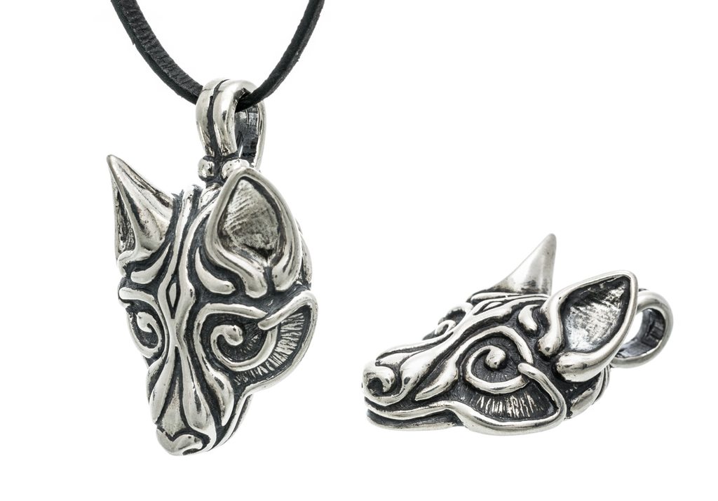 Naav - rock, metal, pohanství obchod - VLK FENRIR, stříbrný přívěšek,  vikinský výtvarný styl, stříbro 925, 16 g - větší - Přívěsky - stříbro -  Šperky stříbrné