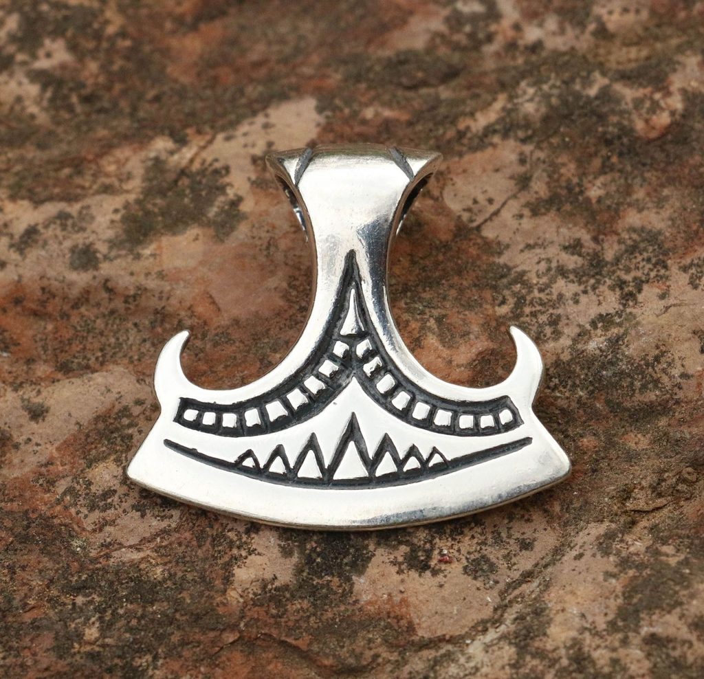 Naav - rock, metal, pohanství obchod - PERUN'S BEARDED AXE, silver pendant  - Pendants - silver - Silver Jewellery