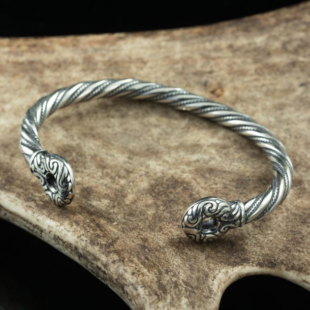 Men's Silver Bracelet, Twisted Viking Armring, Celtic Norse Torc Cuff  Bangles | eBay